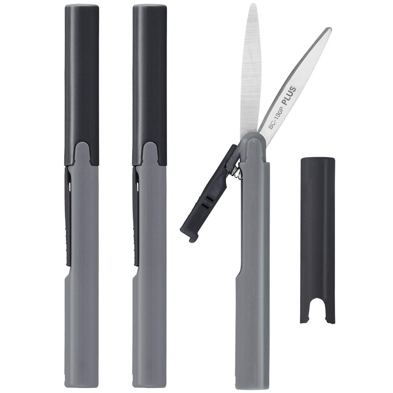 Plus Pen Style Compact Twiggy Scissors with Cover, 3-Pack Charcoal - Image 1